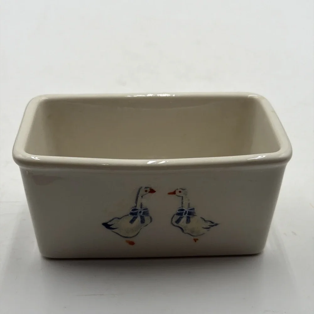 Vintage Geese & Ribbon Small Casserole Baking Dish Mini Loaf Pan USA